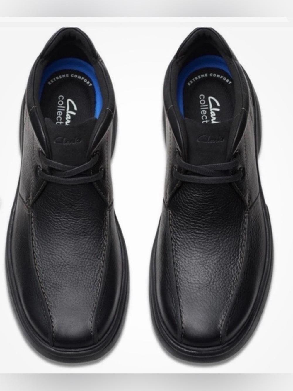 Clarks Men’s Black Leather Chukka Boots with Blue Insoles